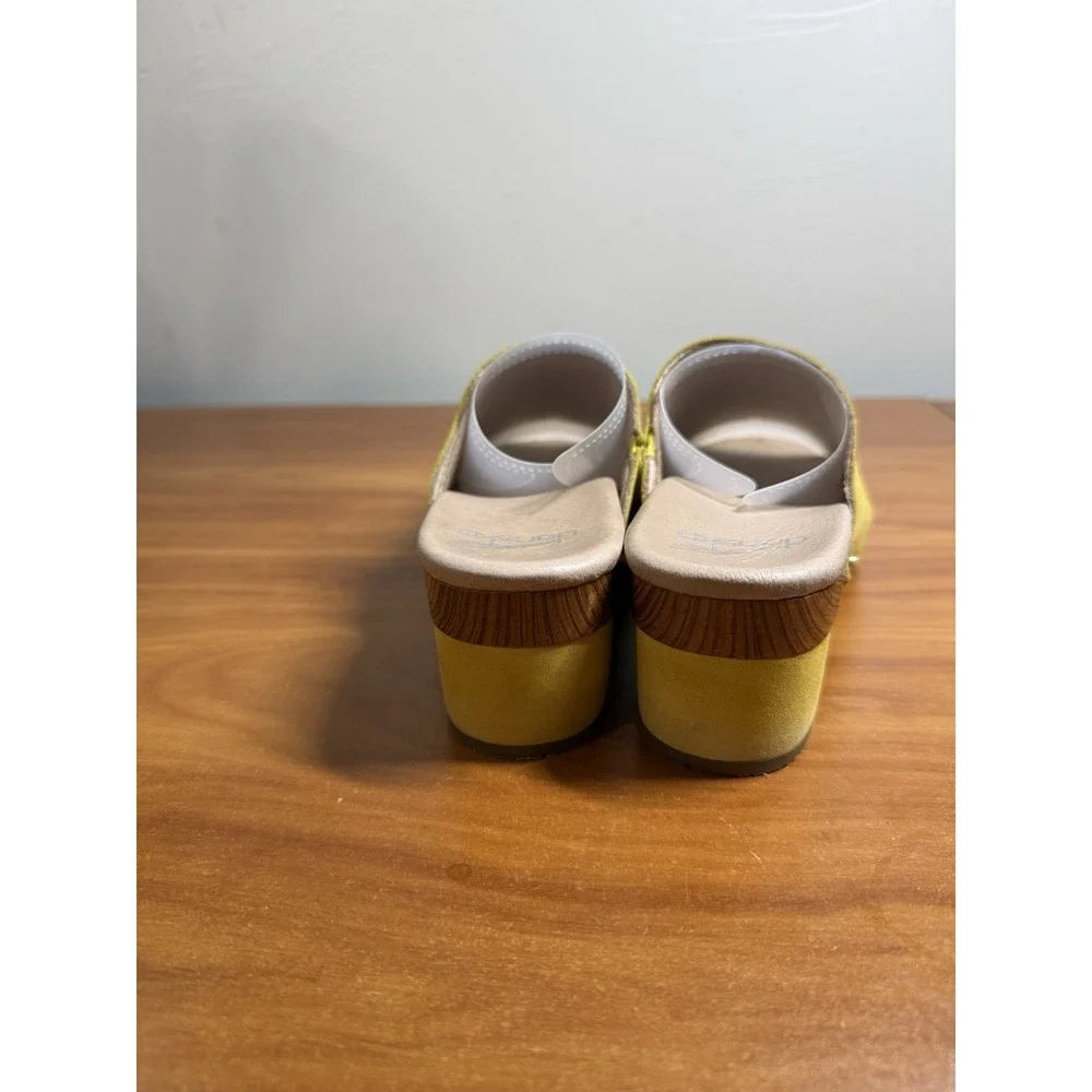 Dansko Yellow Maci Mule Sandals Nubuck Leather Wood Clog Slip On EU 36 US 5.5/6